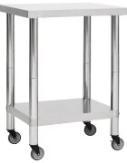 vidaXL rozsdamentes acél konyhai munkaasztal kerekekkel 80x45x85 cm