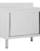 vidaXL rozsdamentes acél munkaasztal tolóajtókkal 100x50x(95-97) cm