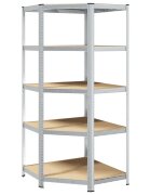 vidaXL Sarokpolc polcokkal tárolóval Ezüst 90 x 90 x 198 cm Szerelt Fa