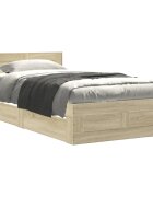 vidaXL sonoma-tölgyszínű szerelt fa ágykeret fejtámlával 90 x 190 cm