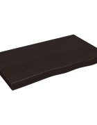 vidaXL sötétbarna kezelt tömör fa fürdőszobai pult 100x60x(2-6) cm