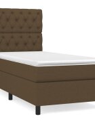 vidaXL sötétbarna szövet rugós ágy matraccal 80 x 200 cm