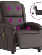vidaXL sötétbarna valódi bőr elektromos dönthető masszázsfotel