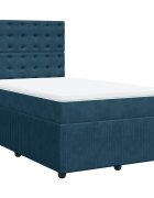 vidaXL sötétkék bársony rugós ágy matraccal 120x190 cm