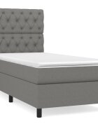 vidaXL sötétszürke szövet rugós ágy matraccal 80 x 200 cm