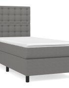 vidaXL sötétszürke szövet rugós ágy matraccal 80 x 200 cm