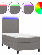 vidaXL sötétszürke szövet rugós és LED-es ágy matraccal 80 x 200 cm