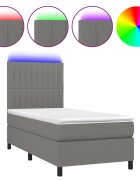 vidaXL sötétszürke szövet rugós és LED-es ágy matraccal 80 x 200 cm