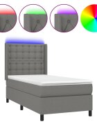 vidaXL sötétszürke szövet rugós és LED-es ágy matraccal 80 x 200 cm