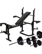 vidaXL súlyzópad állvánnyal/egykezes és kétkezes súlyzószettel 305 kg