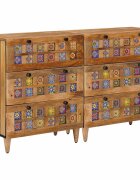 vidaXL Széf 2 db 60 x 33 x 75 cm Tömör Mangófát Természetes