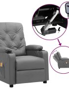 vidaXL szürke műbőr elektromos masszázsfotel