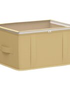 vidaXL Tároló doboz átlátszó tetejű ablakkal Krémszínű 50 x 30 x 25 cm