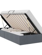 vidaXL Tárolós Ágy Sötétszürke 100 x 203 cm Bársony