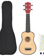 vidaXL természetes soprano ukulele készlet táskával gyerekeknek 21