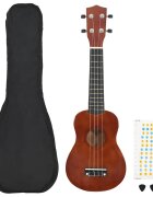vidaXL természetes soprano ukulele készlet táskával gyerekeknek 23