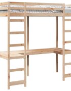 vidaXL Tetőtéri ágykeret Természetes 80 x 200 cm Tömör fenyőfa