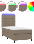 vidaXL tópszínű szövet rugós és LED-es ágy matraccal 80 x 200 cm