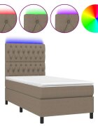 vidaXL tópszínű szövet rugós és LED-es ágy matraccal 80 x 200 cm