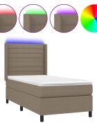 vidaXL tópszínű szövet rugós és LED-es ágy matraccal 80 x 200 cm