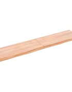 vidaXL világosbarna kezelt tömör fa fürdőszobai pult 140x30x(2-4) cm
