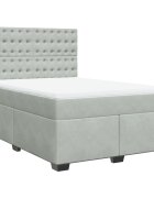 vidaXL világosszürke bársony rugós ágy matraccal 140x190 cm