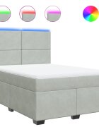 vidaXL világosszürke bársony rugós ágy matraccal 140x190 cm