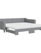 vidaXL világosszürke kihúzható szövet heverő matracokkal 100 x 200 cm