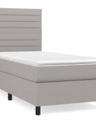 vidaXL világosszürke szövet rugós ágy matraccal 80 x 200 cm
