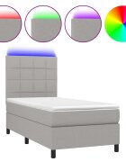 vidaXL világosszürke szövet rugós és LED-es ágy matraccal 80 x 200 cm