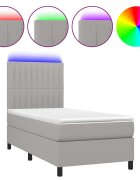 vidaXL világosszürke szövet rugós és LED-es ágy matraccal 80 x 200 cm