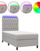 vidaXL világosszürke szövet rugós és LED-es ágy matraccal 80 x 200 cm