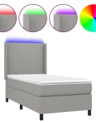 vidaXL világosszürke szövet rugós és LED-es ágy matraccal 80 x 200 cm