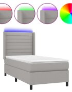 vidaXL világosszürke szövet rugós és LED-es ágy matraccal 80 x 200 cm