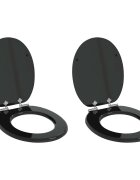 vidaXL WC ülőke 2 pcs Fekete 44 x 38 cm Szerelt Fa