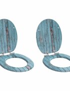 vidaXL WC ülőke 2 pcs Kék 44 x 38 cm Szerelt Fa