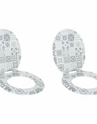 vidaXL WC ülőke 2 pcs Kék és fehér porcelán 44 x 38 cm Szerelt Fa