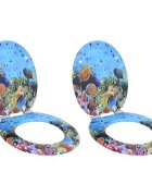vidaXL WC ülőke 2 pcs Mély tengerkék 44 x 38 cm Szerelt Fa