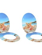 vidaXL WC ülőke 2 pcs Tengeri kagyló 44 x 38 cm Szerelt Fa