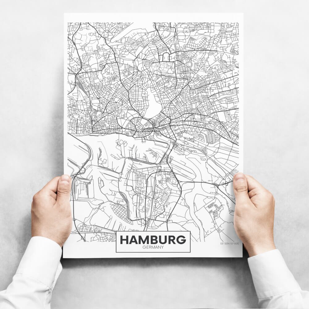 INSPIO Fali dekoráció - Map of Hamburg II