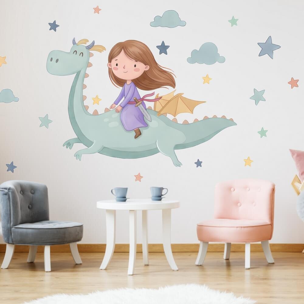 INSPIO Gyerek falmatrica – Lány sárkányon