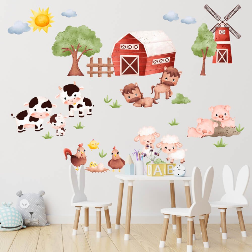 INSPIO Gyerek falmatricák - Farm állatokkal