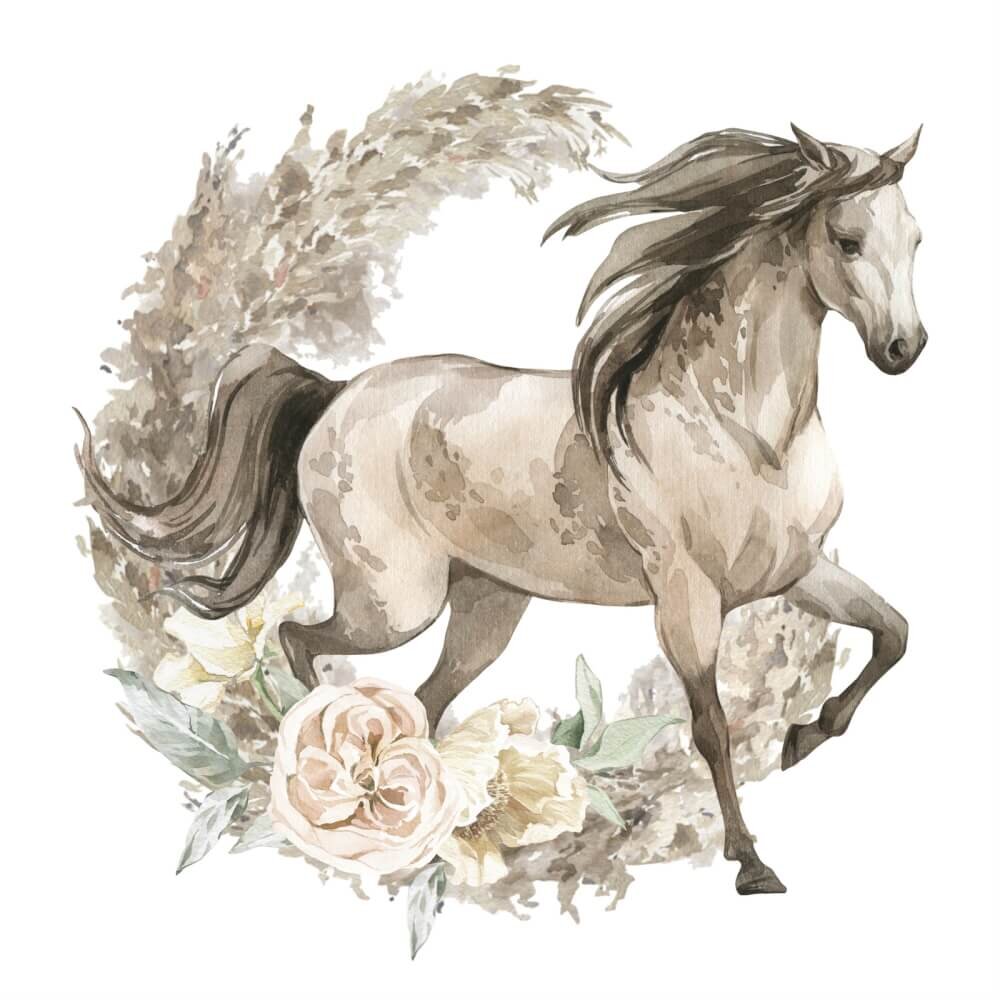 INSPIO Lovas falimatrica - Barna ló boho stílusban