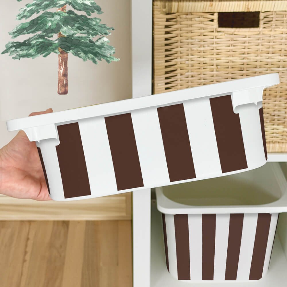 INSPIO Matrica IKEA TROFAST dobozhoz - Barna és fehér csíkok