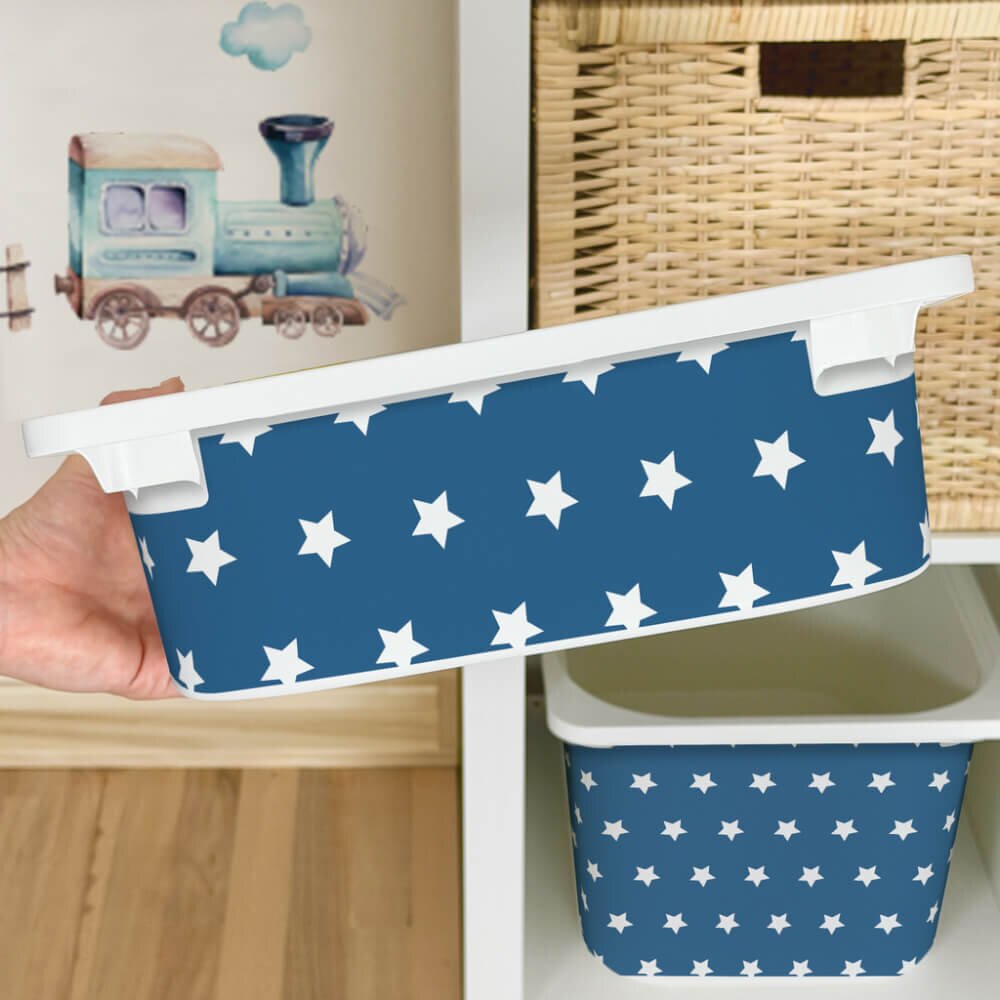 INSPIO Matrica IKEA TROFAST dobozhoz - Fehér csillagok (kék)