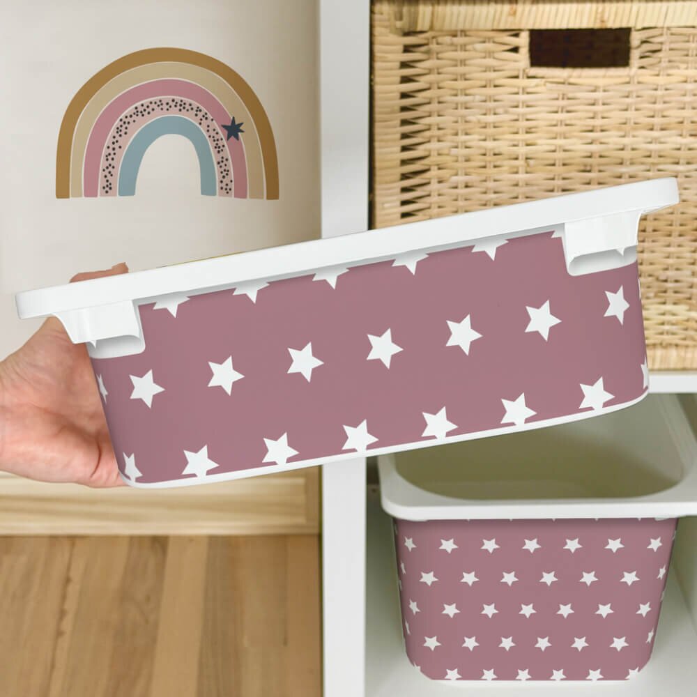 INSPIO Matrica IKEA TROFAST dobozhoz - Fehér csillagok (rózsaszín)
