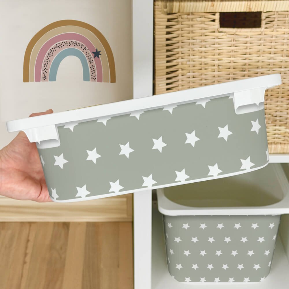 INSPIO Matrica IKEA TROFAST dobozhoz - Fehér csillagok (szürke)