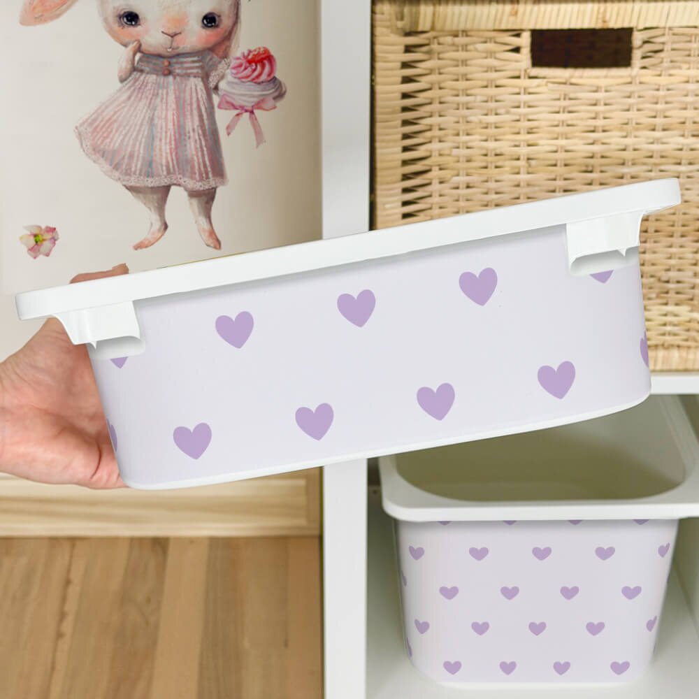 INSPIO Matrica IKEA TROFAST dobozhoz - Lila szívek