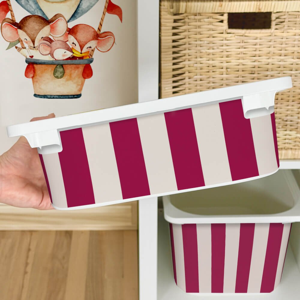INSPIO Matrica IKEA TROFAST dobozhoz - Málna csíkok (bézs színűre)