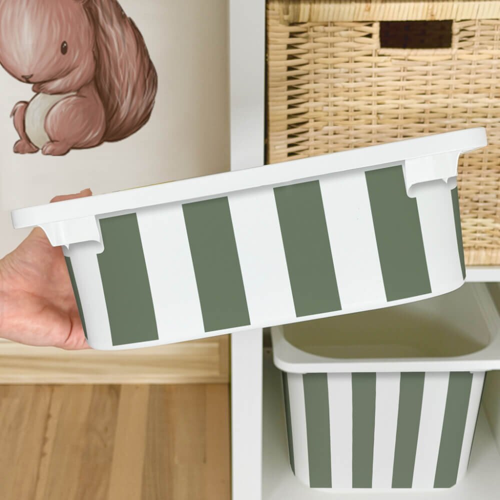 INSPIO Matrica IKEA TROFAST dobozhoz - Zöld és fehér csíkok